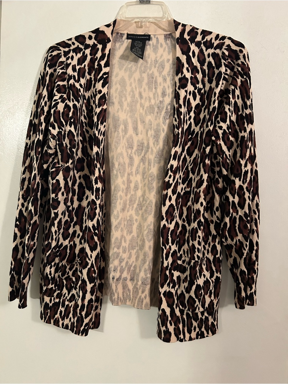 Grace Elements Leopard Print Cardigan in Brown and Black